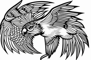 the outline of a falcon in mid flight tattoo idea