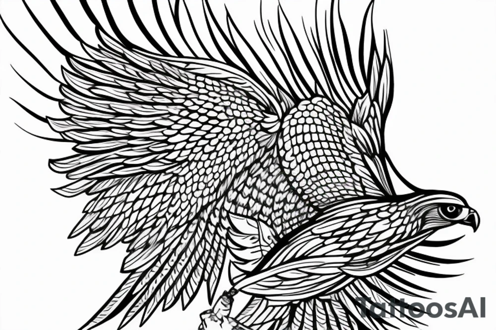 the outline of a falcon in mid flight tattoo idea