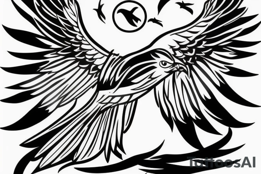 the outline of a falcon in mid flight, just the outline tattoo idea