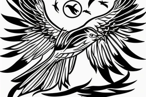 the outline of a falcon in mid flight, just the outline tattoo idea