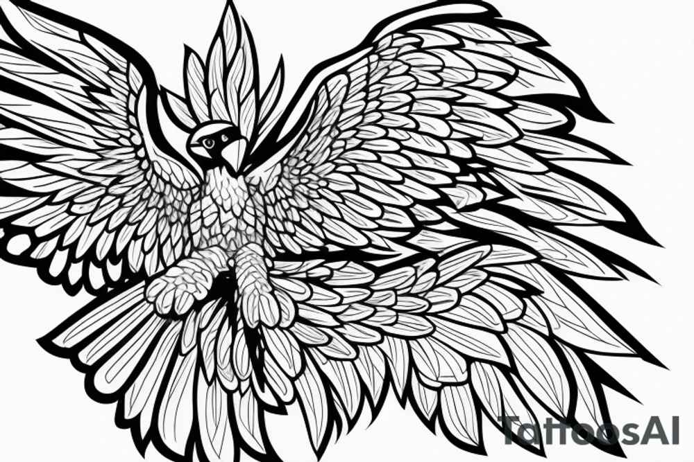 the outline of a falcon in mid flight, just the outline tattoo idea