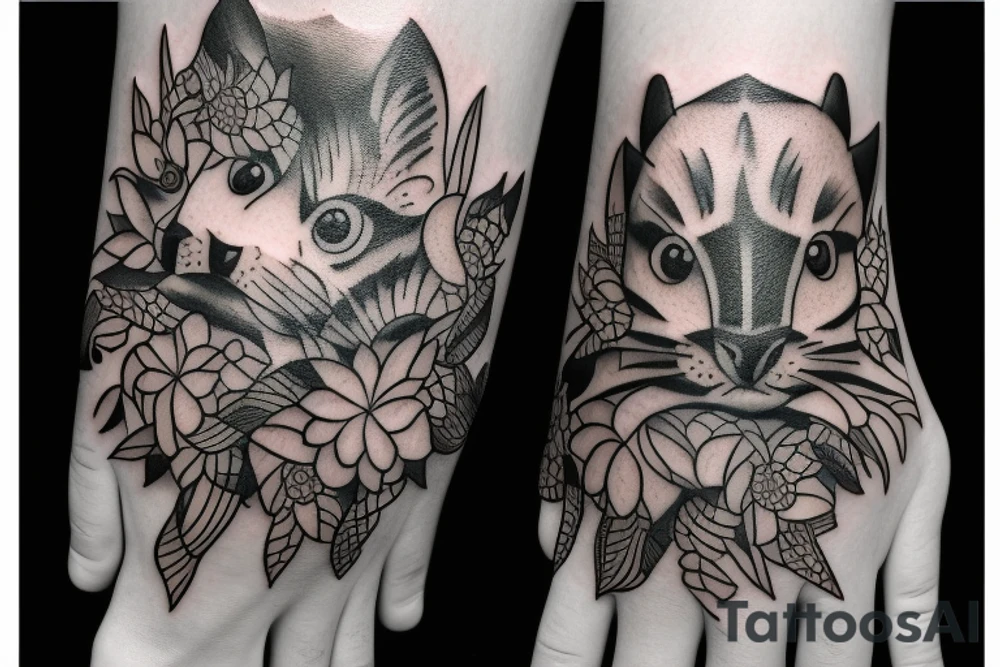 Animals and travel tattoo idea