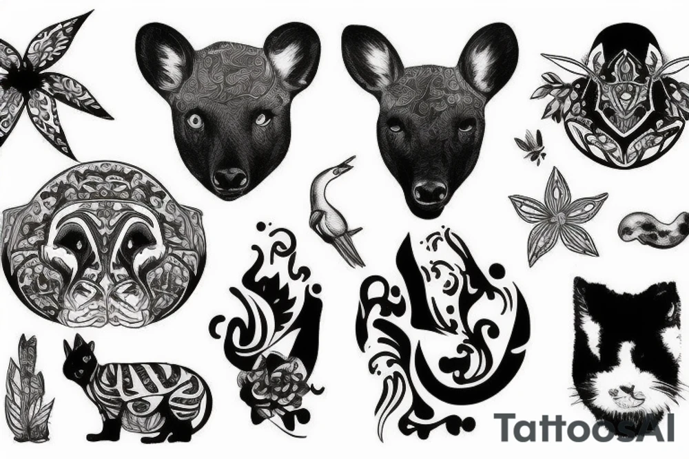Animals and travel tattoo idea