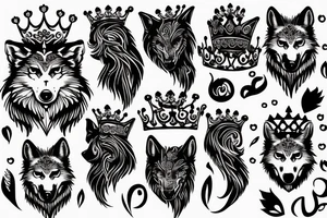 Wolf with dripping crown tattoo idea