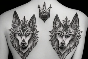 Wolf with dripping crown tattoo idea