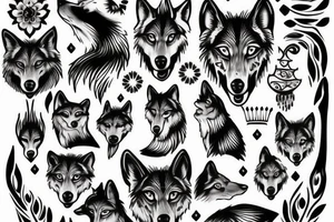 Wolf with dripping crown tattoo idea
