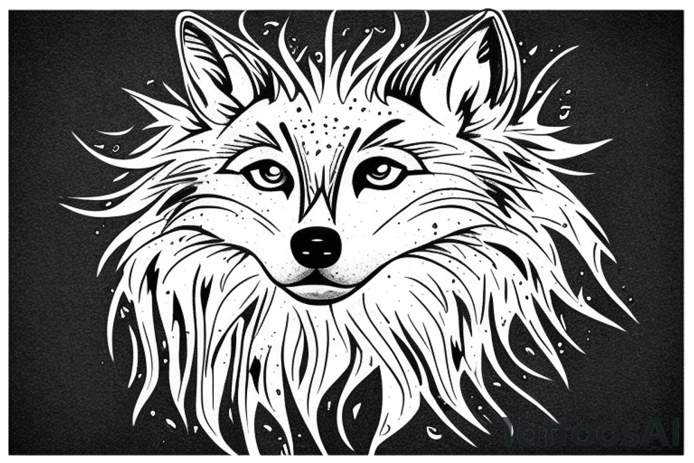 Wolf with drippy crown tattoo idea