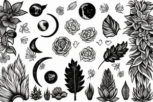 Moon with plants tattoo idea