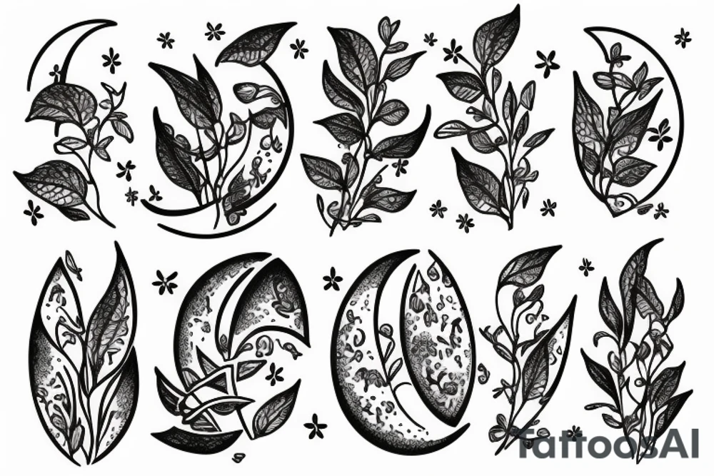 Moon with plants merged tattoo idea