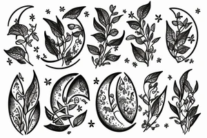 Moon with plants merged tattoo idea