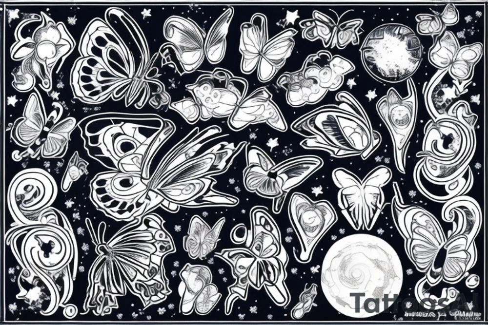 Space butterfly blue tattoo idea