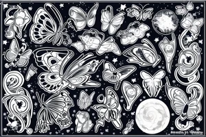 Space butterfly blue tattoo idea