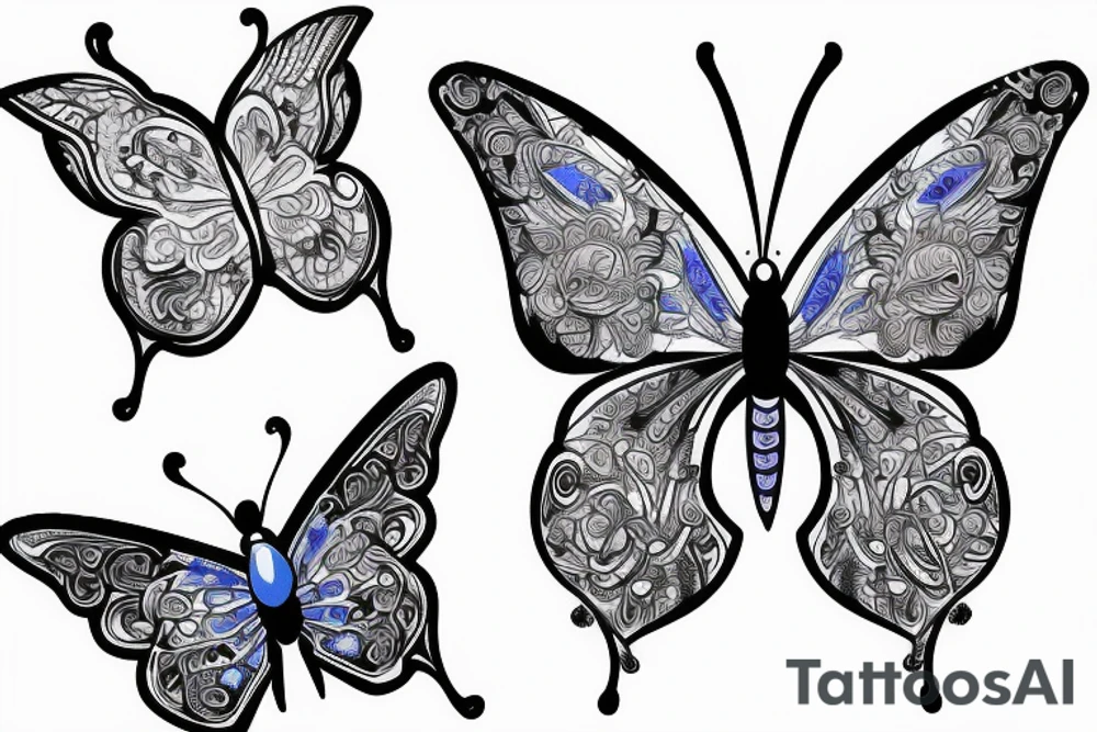 Space butterfly blue tattoo idea