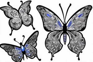 Space butterfly blue tattoo idea