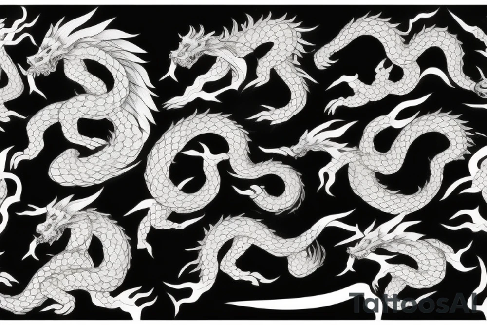 Ghost samurai fighting Japanese dragon tattoo idea