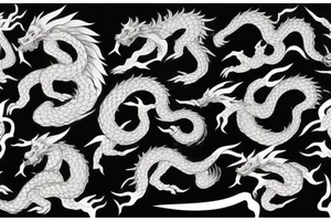 Ghost samurai fighting Japanese dragon tattoo idea