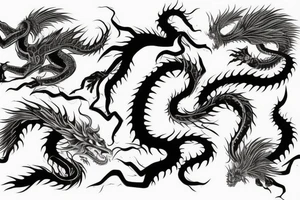 Ghost samurai fighting Japanese dragon tattoo idea