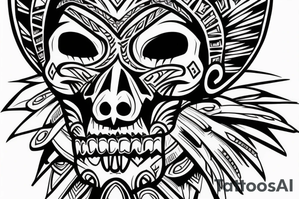 Aztec warrior with skull tattoo idea