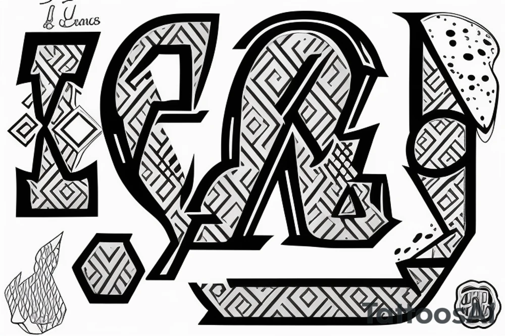 Make a tattoo from the letters M, Y, L tattoo idea