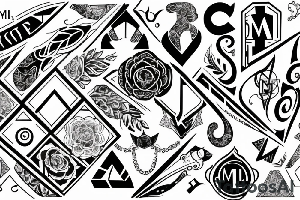 Make a tattoo from the letters M, Y, L tattoo idea