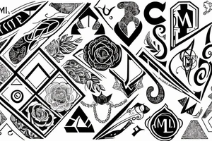 Make a tattoo from the letters M, Y, L tattoo idea