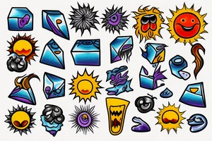 Block of ice melting with sun right behind it tattoo idea