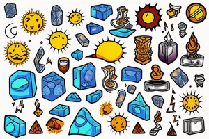 Block of ice melting with sun right behind it tattoo idea