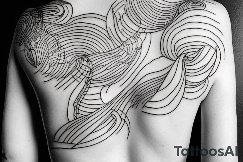 Fine line woman’s body tattoo idea