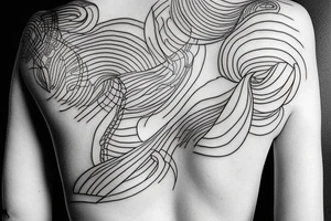 Fine line woman’s body tattoo idea