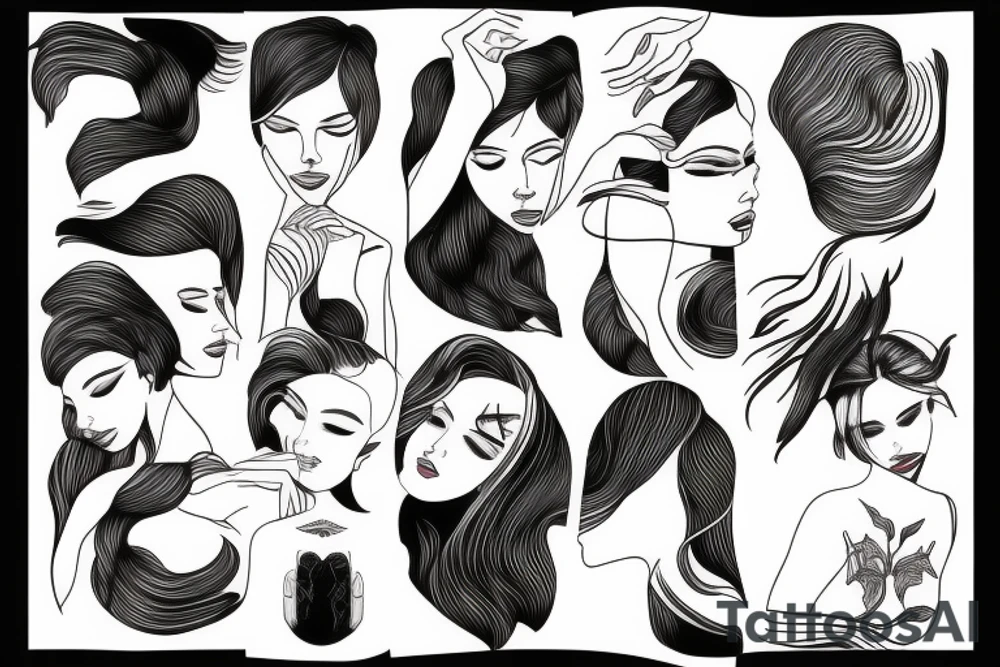 Fine line woman’s body tattoo idea