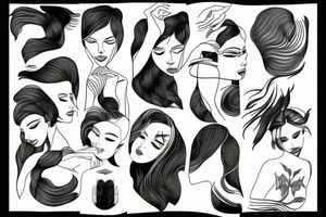 Fine line woman’s body tattoo idea