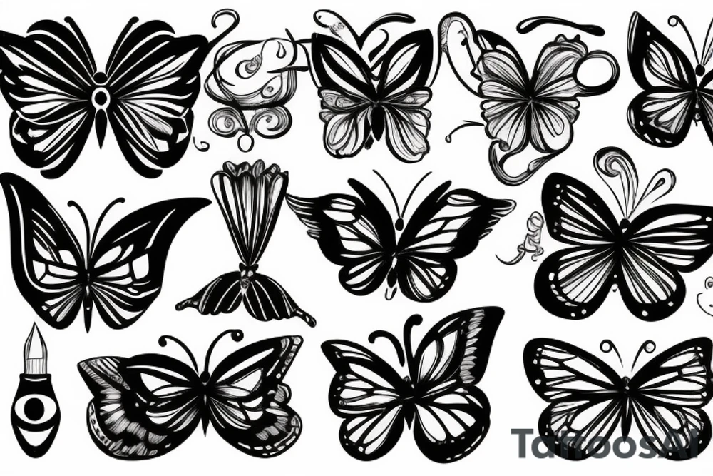 butterfly, eye, heart tattoo idea