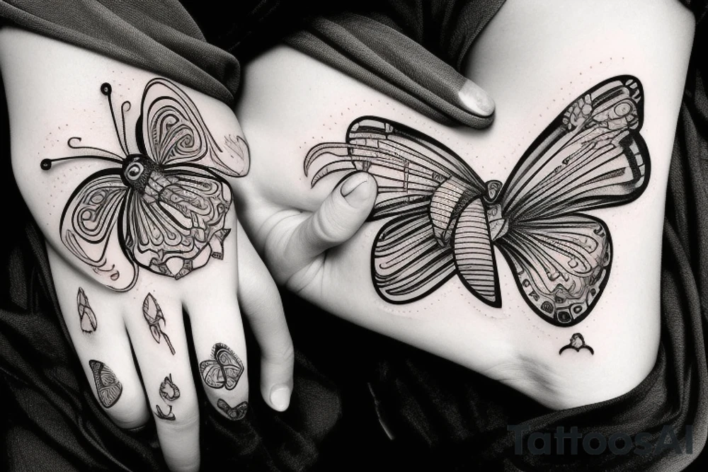 butterfly, eye, heart tattoo idea