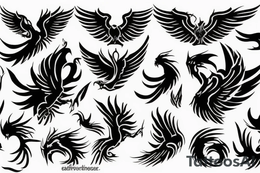 dark aggressiv phoenix tattoo idea
