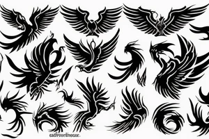dark aggressiv phoenix tattoo idea