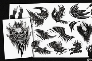 dark aggressiv phoenix detailled tattoo idea