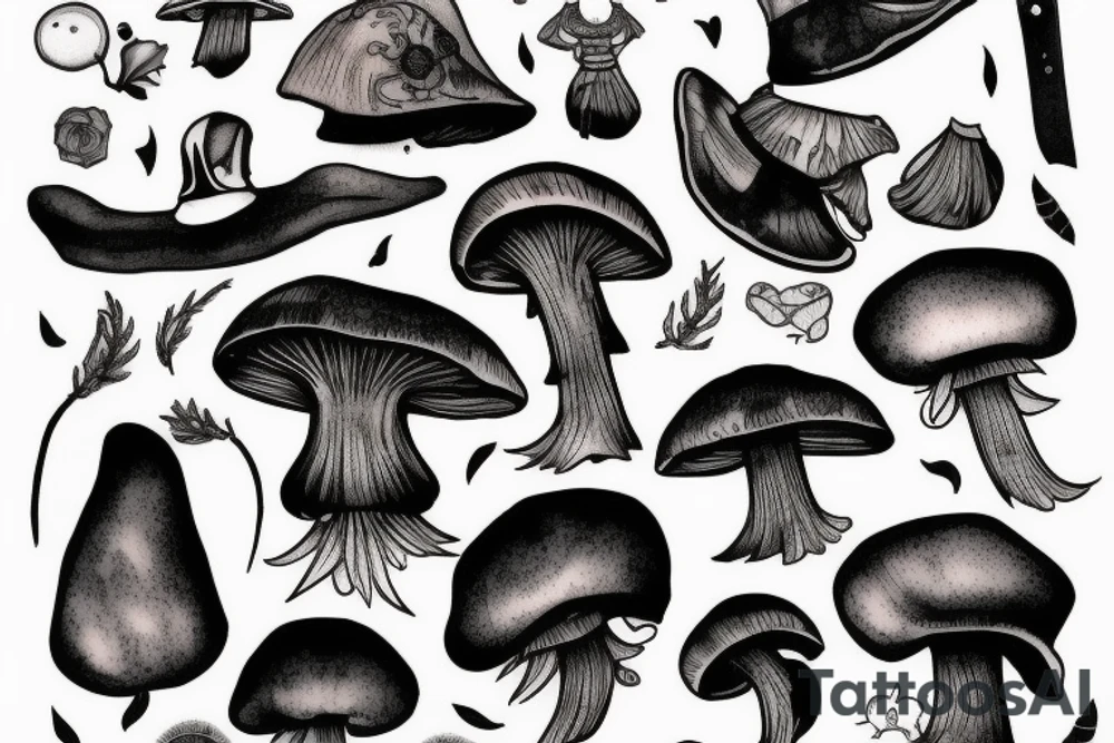 À black mushroom with a mousse tattoo idea