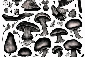 À black mushroom with a mousse tattoo idea
