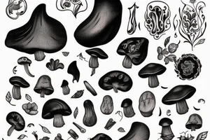 À black mushroom with a mousse tattoo idea