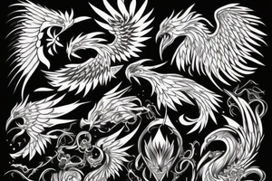 dark aggressiv phoenix detailled tattoo idea