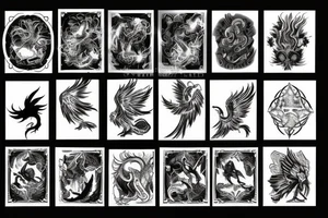 dark aggressiv phoenix detailled tattoo idea