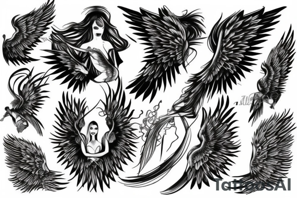 angel with wings tattoo idea
