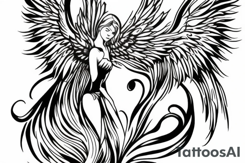 angel with wings tattoo idea