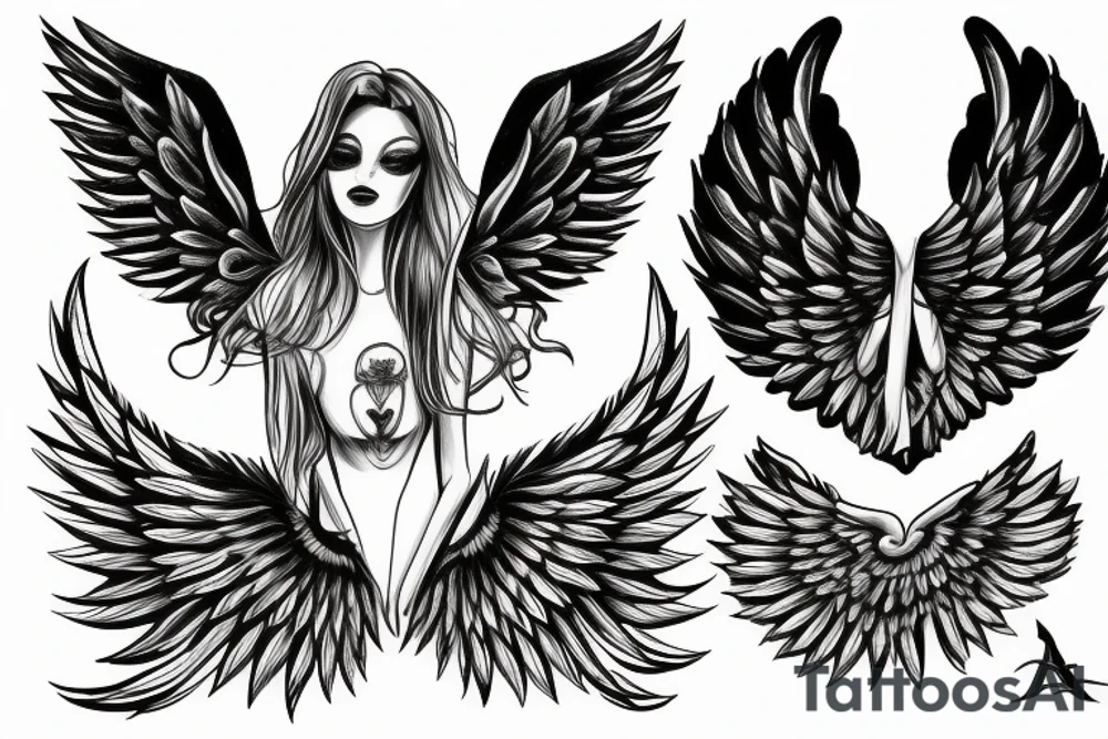 angel with extended wings tattoo idea
