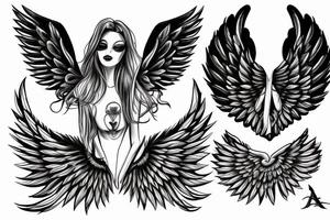 angel with extended wings tattoo idea