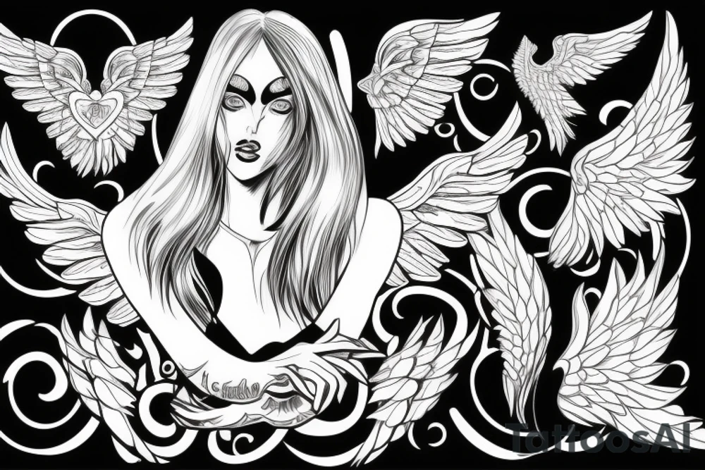 angel with extended wings tattoo idea