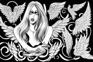 angel with extended wings tattoo idea