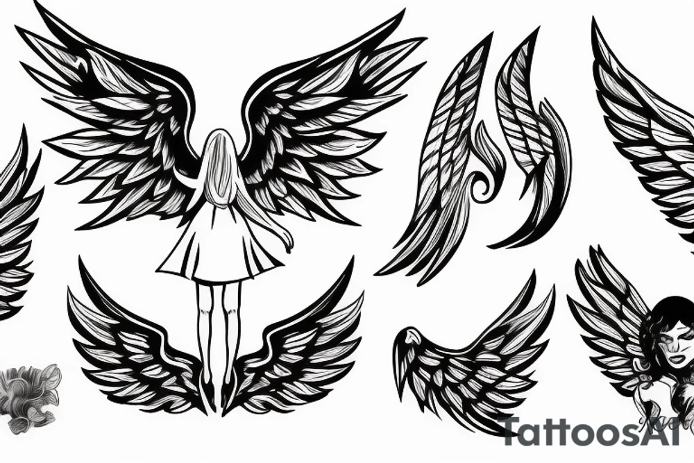 angel with extended wings tattoo idea