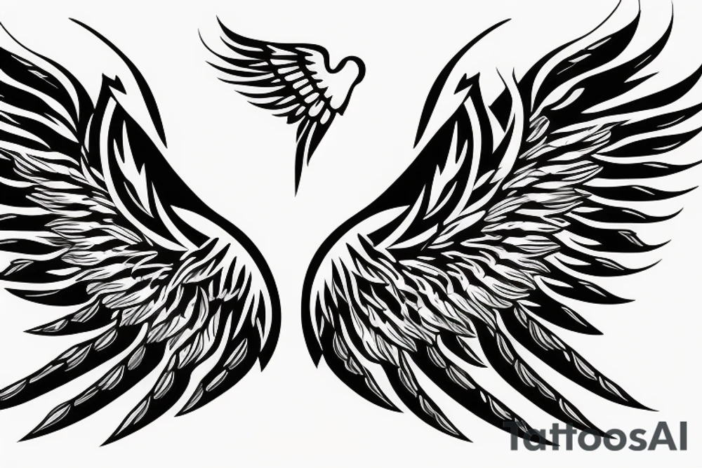 angel with extended wings tattoo idea
