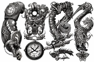 Steampunk Viking arm sleave tattoo idea